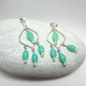 Uranium glass bead Chandelier earrings